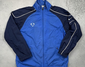 Vintage Nike Blue Navy Track Jacket Full Zip Mesh Lining 90s