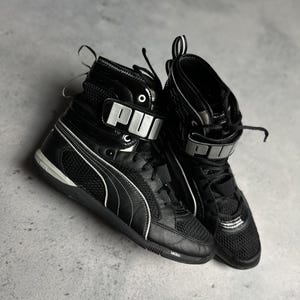 Puma Archive Mens Black & Silver High-Top Speedcat Sneakers Rare Hype y2k 00s 90s