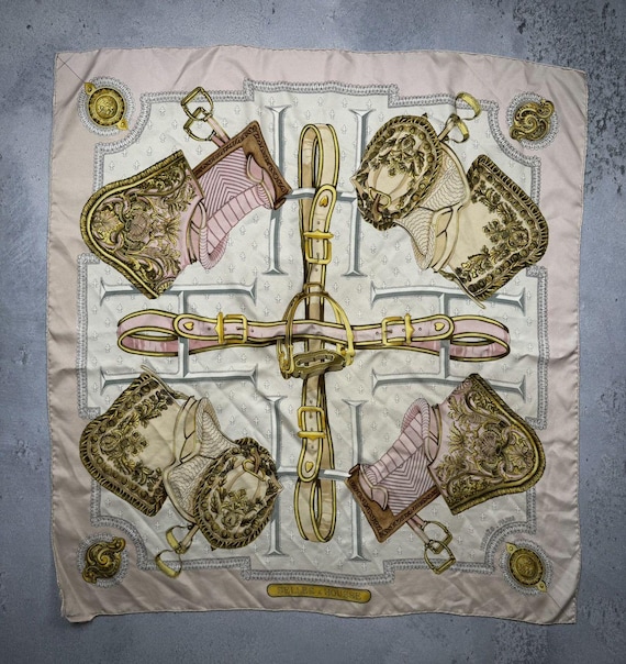 Vintage Hermes Silk Scarf Selles a Housse Carre 90 Rare 80s - Etsy