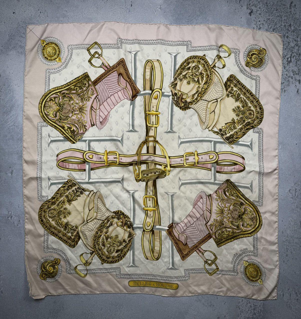Vintage Hermes Silk Scarf Selles a Housse Carre 90 Rare 80s - Etsy