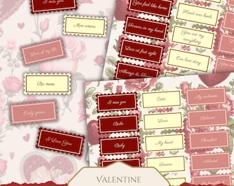 Digitale kit Valentine Words: zinnen uit romantische dagboeken (digitale download)