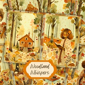 Kit de diario digital basura de bosque otoñal: páginas de álbumes de recortes y collage para mujeres afroamericanas negras: arte de criaturas del bosque, efímeras.