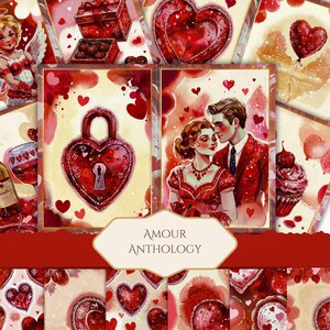 Valentine Junk Journal Kit: Romantische Ephemera, Herz Thema (Digitaler Download)