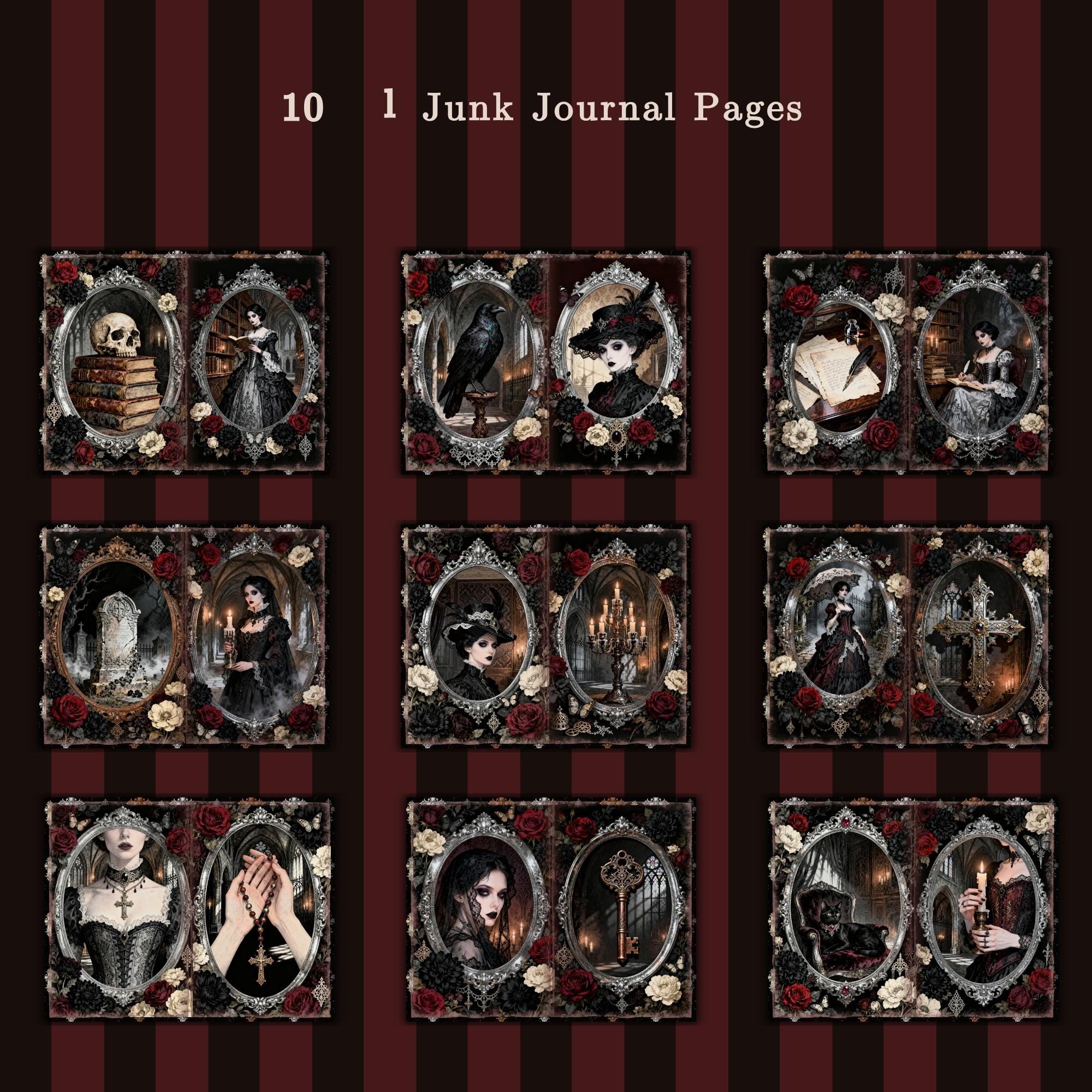 Gothic Victorian Junk Journal Kit Printable, Dark Academia Ephemera ...