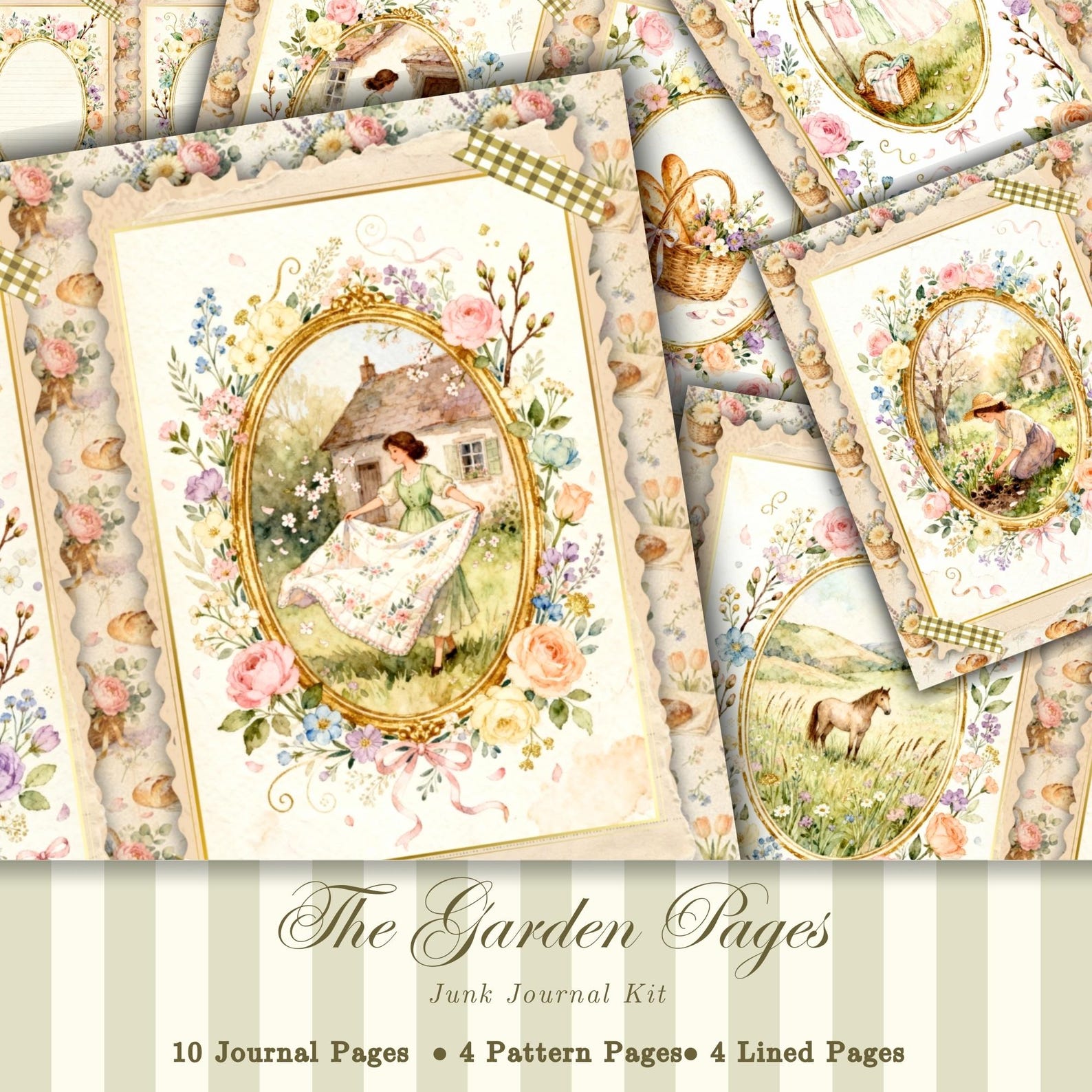 Spring Garden Junk Journal Kit Printable Cottagecore Floral Pages With ...