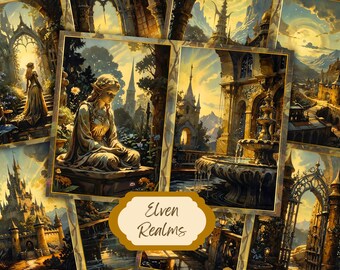 Elven City Collage Kit: Fantasy Art Printables for Junk Journals (Digital Download)