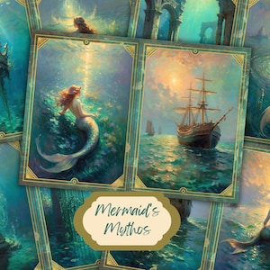 Journal sous-marin sirène, marins, pages nautiques du monde marin, tenue de livre Ocan Digi Kit, papiers collage fantaisie, journal magique