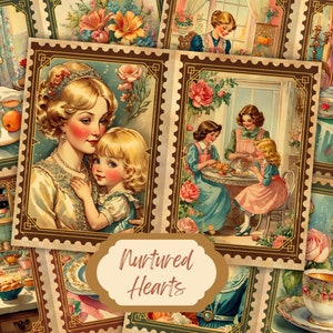 Vintage Junk Journal, Mothers and Daughters, Kit, Mother, Daughter, Mum, Mother&#39;s Day, Mom, Gift, Collage Pages, Printable, Digital Download