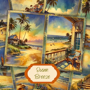 Vintage Beach Junk Journal Pages: Coastal Scrapbook Paper (Digital Download)
