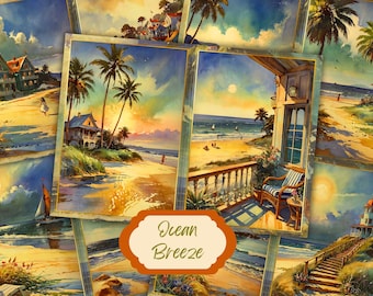 Vintage Beach Junk Journal Pages: Coastal Scrapbook Paper (Digital Download)