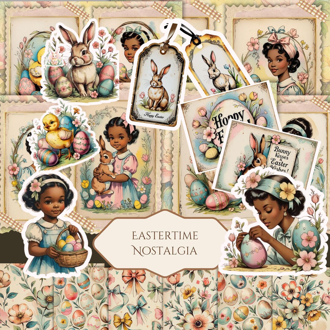 Easter Junk Journal Kit Digital Download | Vintage Black Girl Ephemera ...