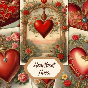 Valentinstag Junk Journal Kit: Collage Papiere zum Ausdrucken (Digitaler Download)