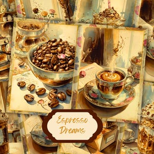 Vintage Coffee Junk Journal Pages: Drinkware Collage (Digital Download)