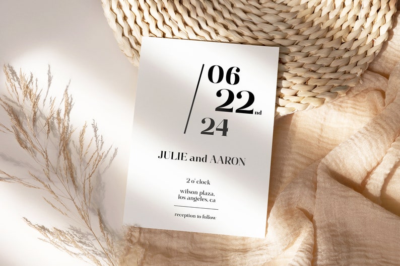 Wedding Invitation Template Minimalist, Wedding Invitation Template Download, Editable Modern Wedding Invite, Instant Download JULIE image 3