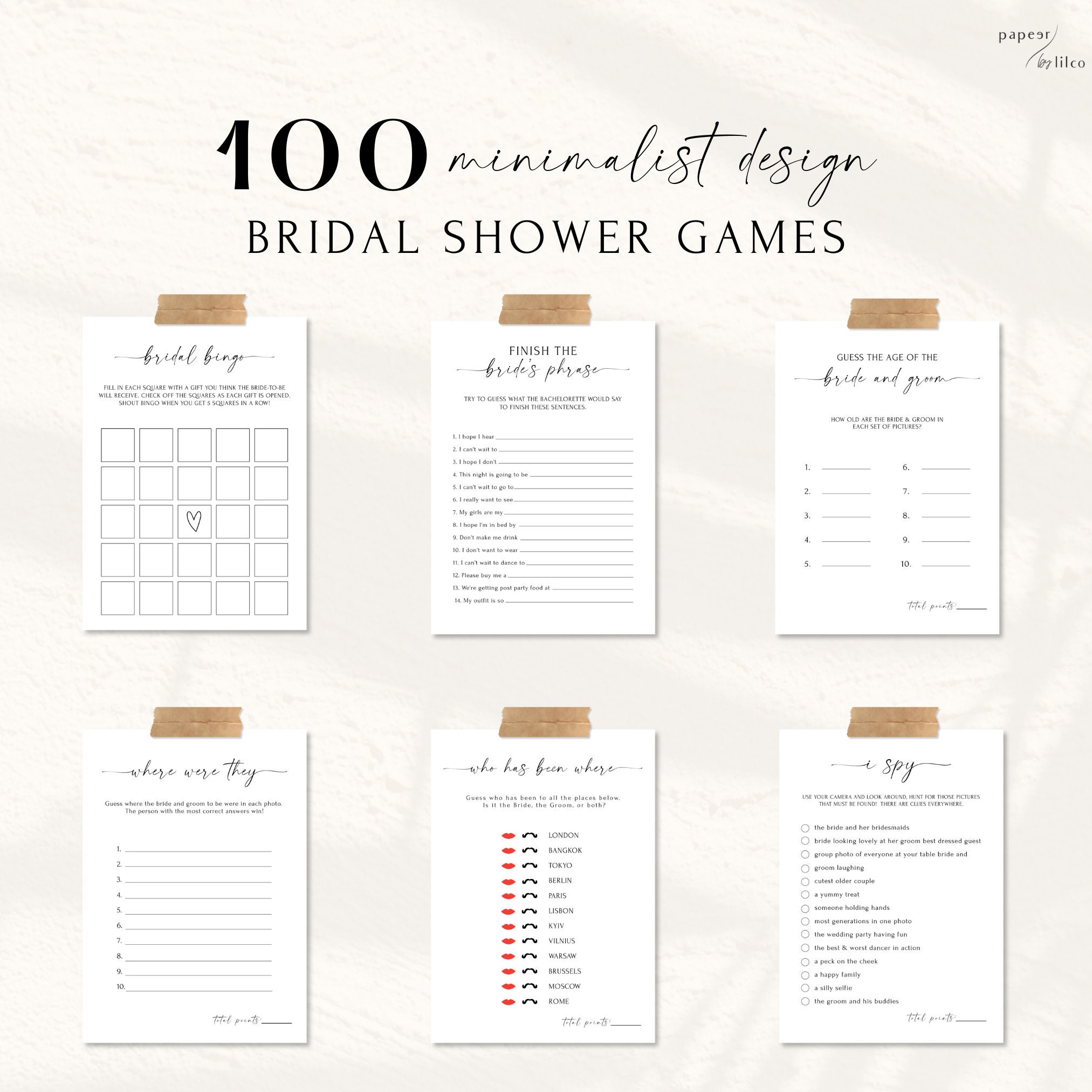 Bridal Shower Games Minimalist Wedding Shower Games Printable Bridal