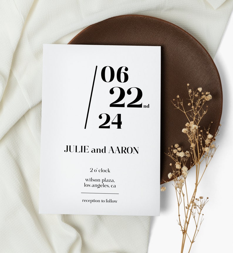 Wedding Invitation Template Minimalist, Wedding Invitation Template Download, Editable Modern Wedding Invite, Instant Download JULIE image 1