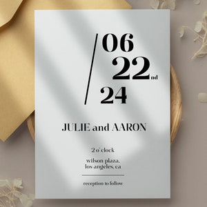 Wedding Invitation Template Minimalist, Wedding Invitation Template Download, Editable Modern Wedding Invite, Instant Download JULIE image 4