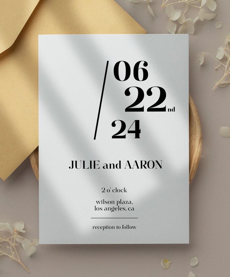 Wedding Invitation Template Minimalist, Wedding Invitation Template Download, Editable Modern Wedding Invite, Instant Download JULIE image 4