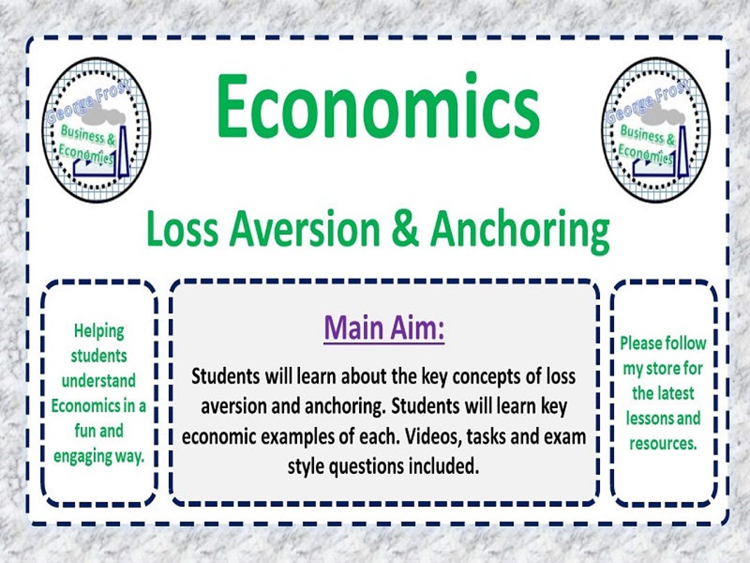 Loss Aversion and Anchoring Behavioural Economics PPT perfect for GCSE
