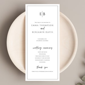 Minimalist Wedding Program Template Modern Order of Service image 5