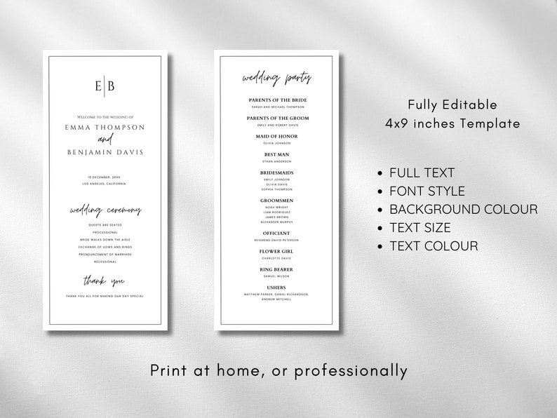 Minimalist Wedding Program Template Modern Order of Service image 6