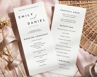 Minimalist Wedding Program Template Modern Order of Service
