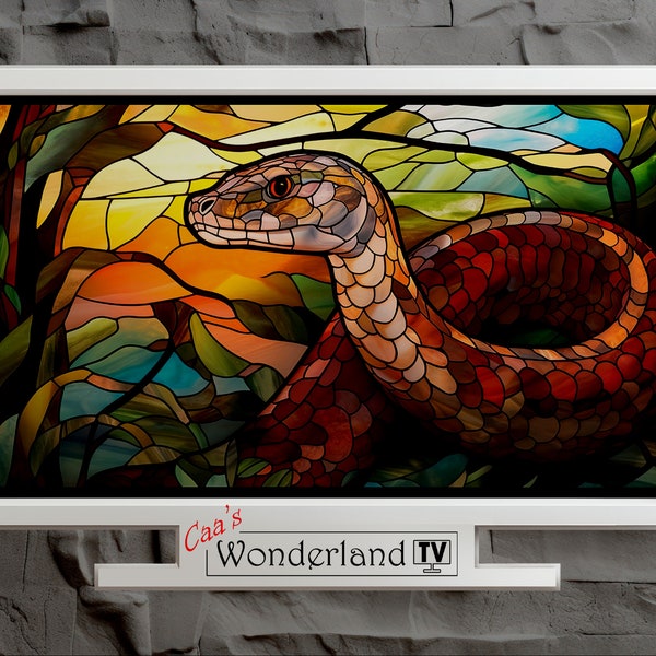 Samsung Frame TV Art Stained Glass Snake Painting Digital Download Decor Modern Art For Frame Tv Wallpaper ColorfullHalloween