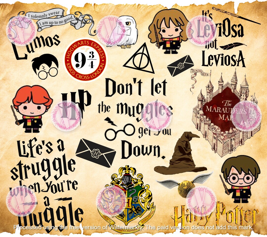 Set of 4 Magical Wizards Muggle Tumbler Wrap Digital Download - Etsy