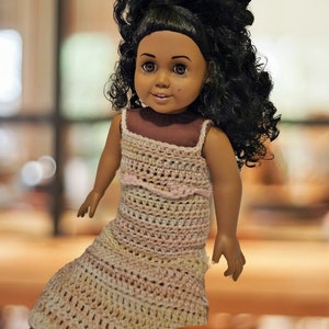 Crochet Doll Clothes Pattern for 18&quot; Doll Crochet Sleeping Gown Dress Pattern PDF English