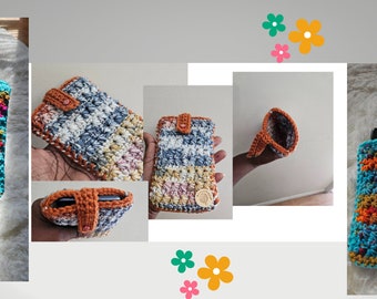 Cellphone Bag Pattern, Crochet Pouch Pattern,  crochet pattern, cellphone holder, pdf pattern instant download, photo tutorial, easy pattern