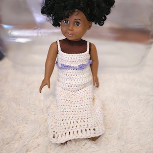 Crochet Doll Clothes Pattern for 18&quot; Doll Crochet Sleeping Gown Dress Pattern PDF English