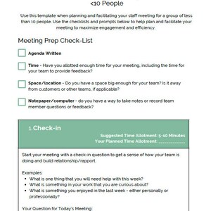 Staff Meeting Worksheet