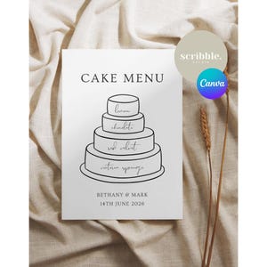 Personalisierte Kuchen-Menü | Hochzeitsdekor | Kuchenaromen | Hochzeit Zeichen | DIY Hochzeit | Party