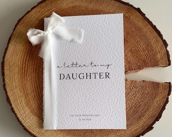A Letter to My Daughter Wedding Card – Personalised Wedding Card, Bride Gift from Mum or Dad, Handmade Card with Fringe Ribbon