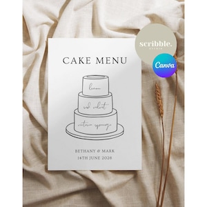 Personalisierte Kuchen-Menü | Hochzeitsdekor | Kuchenaromen | Hochzeit Zeichen | DIY Hochzeit | Party
