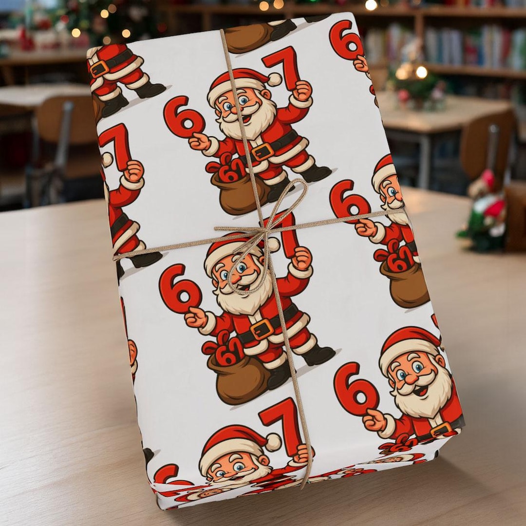 Funny Santa Six Seven Wrapping Paper - Hilarious Christmas Gift Wrap ...