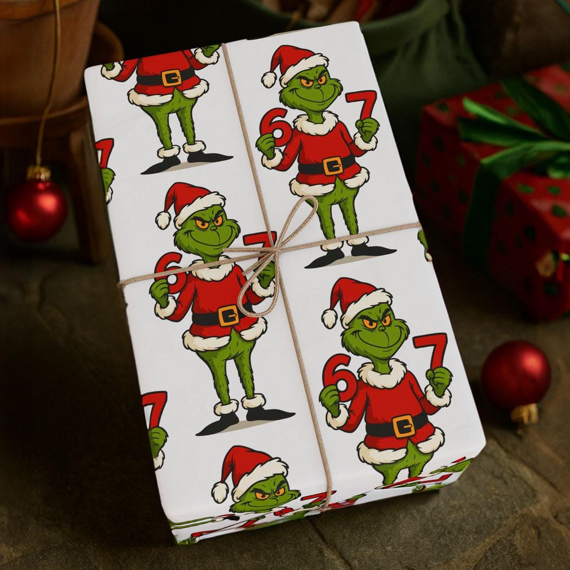 Wrapping paper grinch