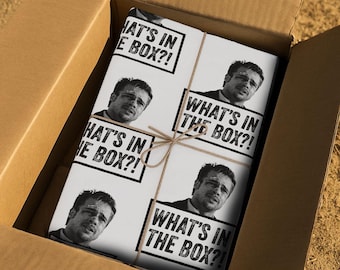 What's in the Box? Gift Wrap | Se7en Parody Brad Pitt Movie Wrapping Paper | Seven Wrapping Paper
