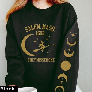 Witchy Sweatshirt, Moon Phases Crewneck, Unisex Witch Jumper, Celestial Sleeve Print, Gothic Pullover, Wiccan Clothing, Halloween Sweatshirt