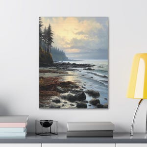 Pacific Northwest Coastline - Canvas Wall Art | Oil Painting | Home Decor | Premium Canvas | PNW Decor | Wall Art | Coastal Landscape