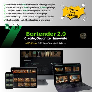 Mobile Bartending | Cocktail Recipes & Home-Made Mixology Product, Infinite Flavors for Cocktail Menu +50 Free Affiche Cocktail, Free Uptade