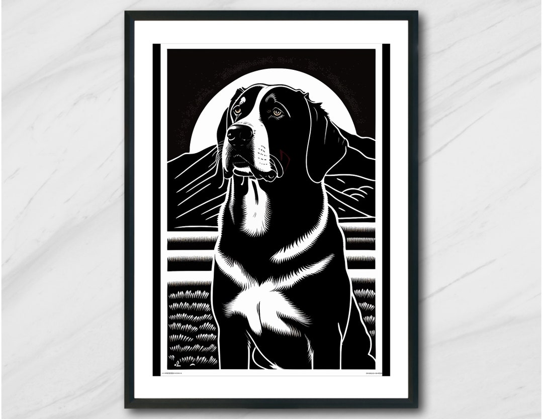 Rottweilers Black and White Dog Wall Art AI Print Black Etsy