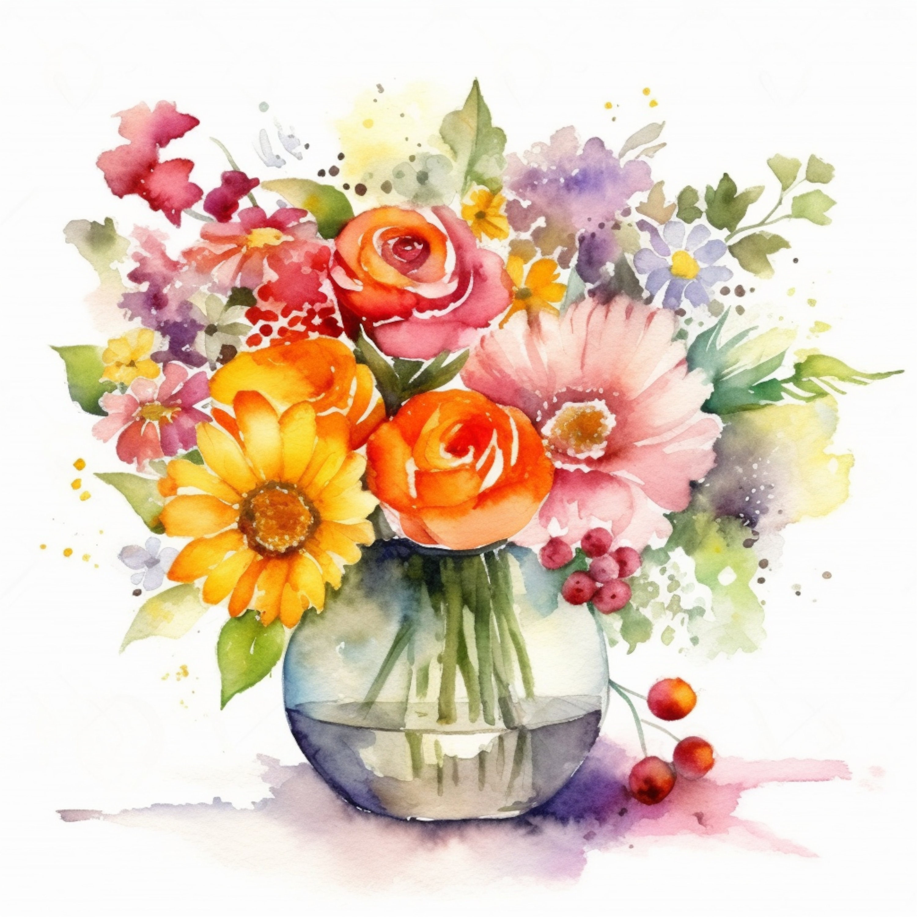 Vase of Flowers Clipart 14 High Quality Pngs Watercolor - Etsy