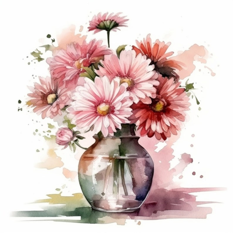 Vase of Flowers Clipart 14 High Quality Pngs Watercolor - Etsy