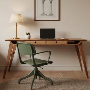 Escritorio de madera de estilo nórdico con dos cajones