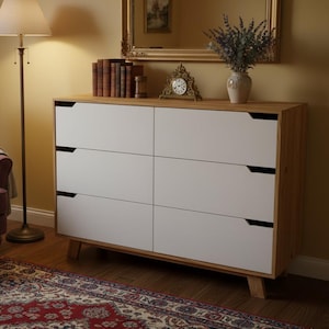 Handmade Pine Dresser | 6 Drawers | Nordic Style | Solid Wood | Custom Size Available
