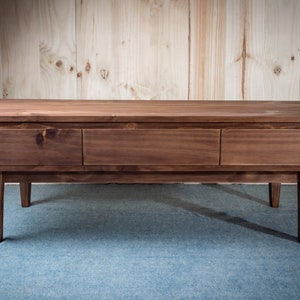 Solid Pine Low Board TV Stand | Nordic Rustic 3 Drawer Media Console image 19