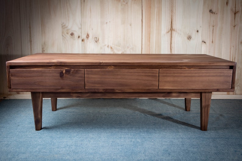 Solid Pine Low Board TV Stand | Nordic Rustic 3 Drawer Media Console image 19