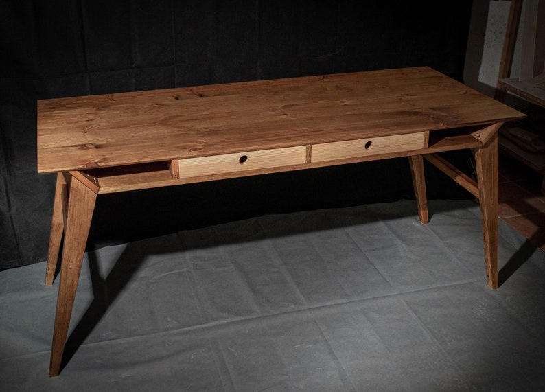 Wooden nordic style desk two drawers image 7