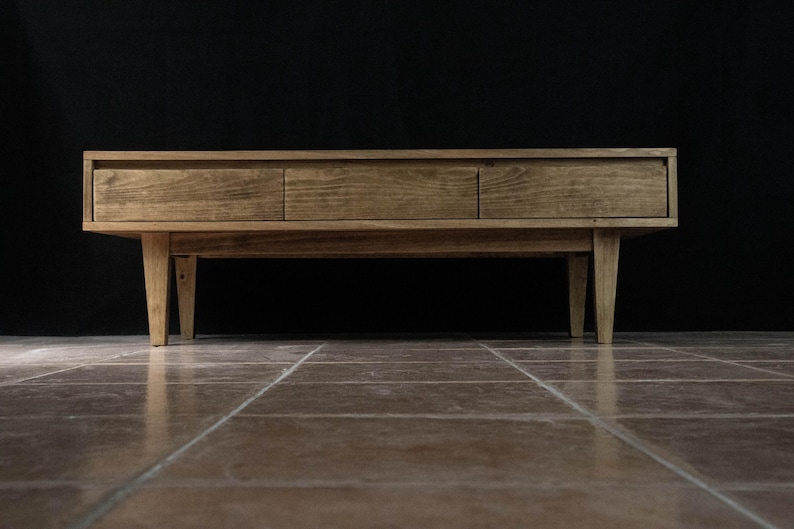 Solid Pine Low Board TV Stand | Nordic Rustic 3 Drawer Media Console image 5